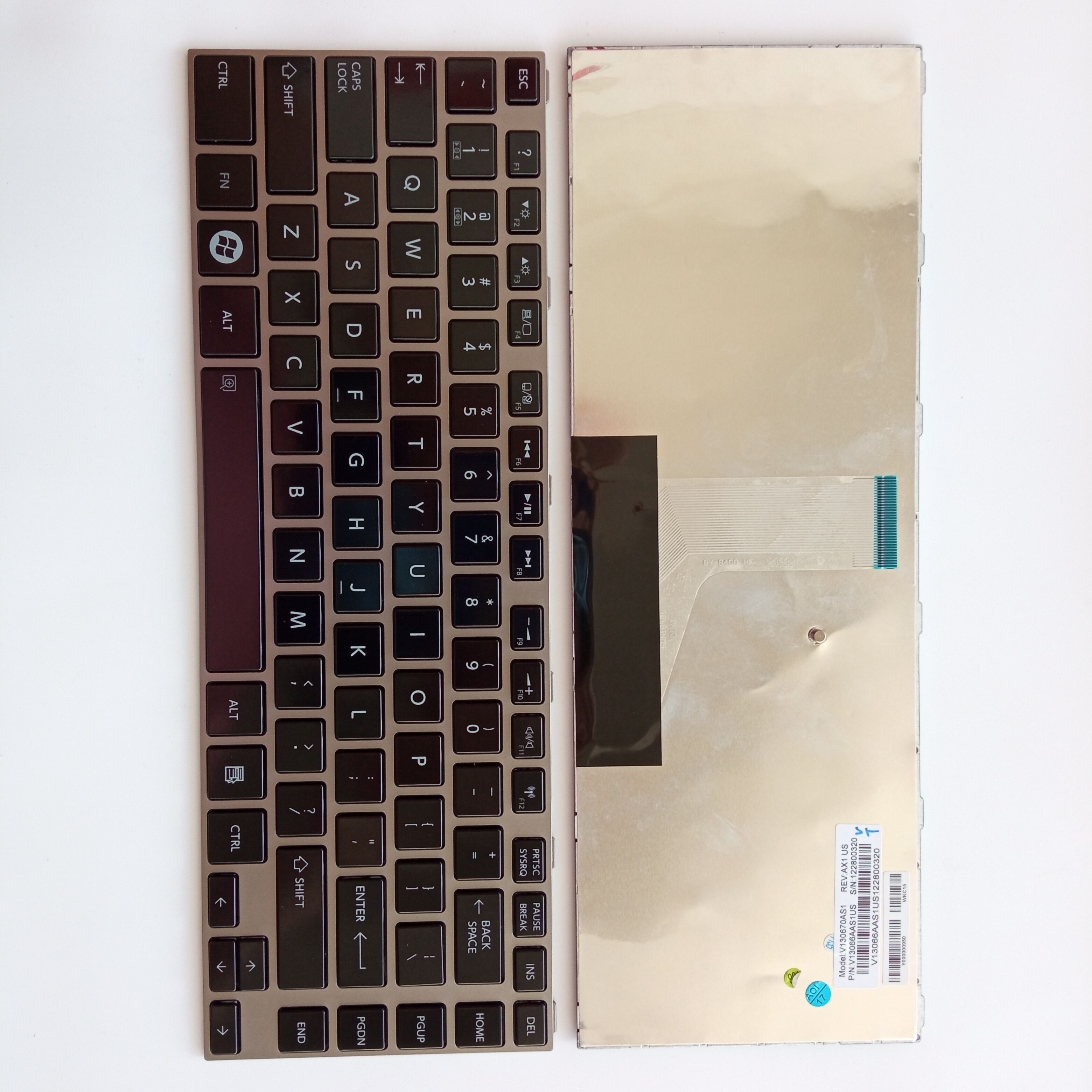 Picture of New Replacement Laptop Keyboard For TOSHIBA L800 SILVER FRAME GLOSSY BLACK US Layout